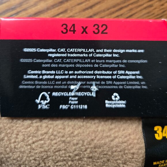 CAT Caterpillar Black canvas fleece lined work pants size 34X32 - Picture 6 of 7